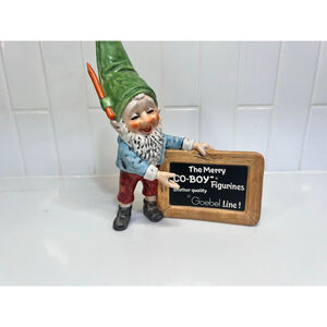 Vintage Goebel Dealer Plaque Co-Boy Gnome Figure Statue The Merry Sign Advertisi